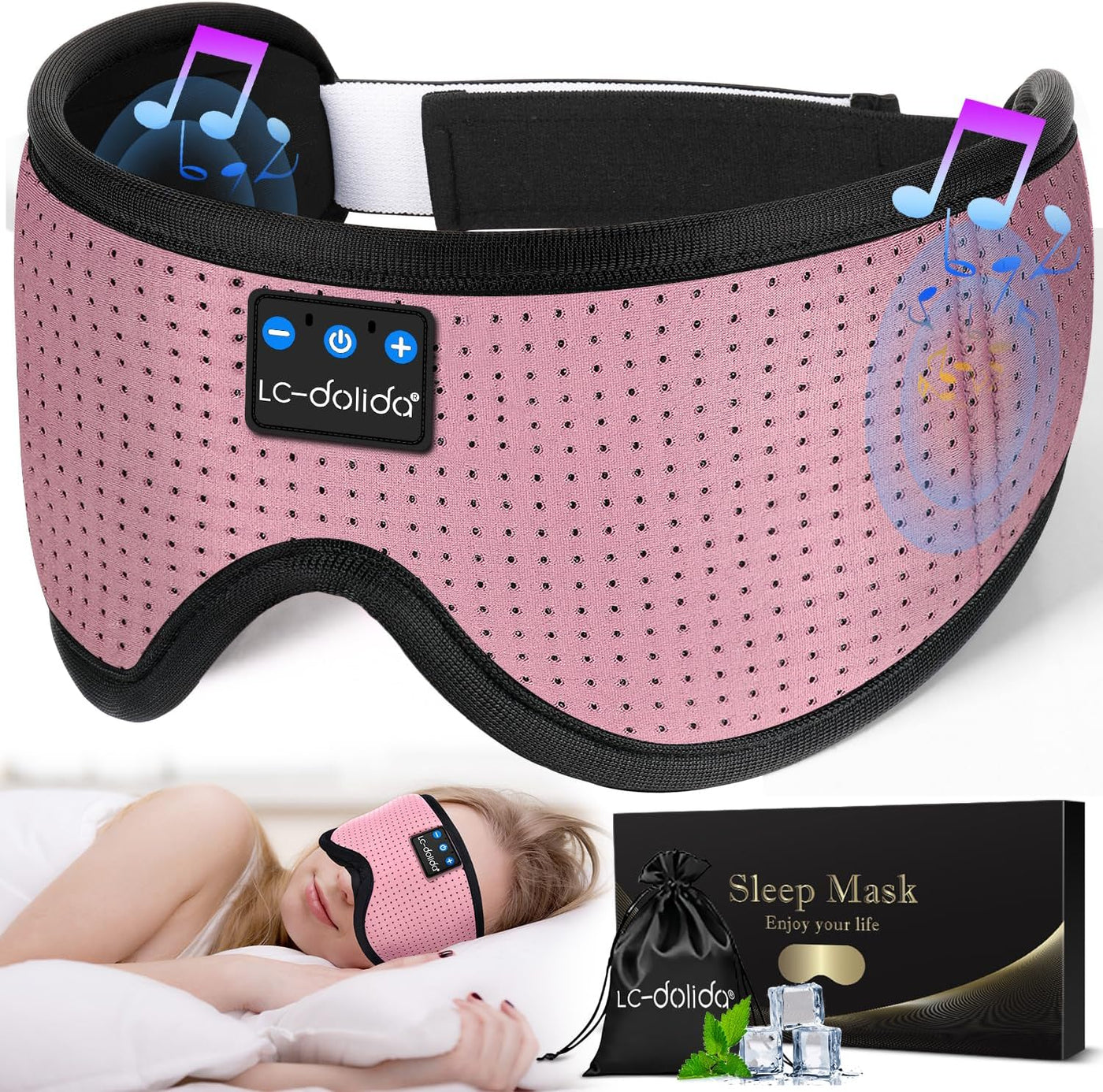 Antifaz De Dormir Con Auriculares Bluetooth 3D — Sleep Mask Con Audio Para Dormir De Lado