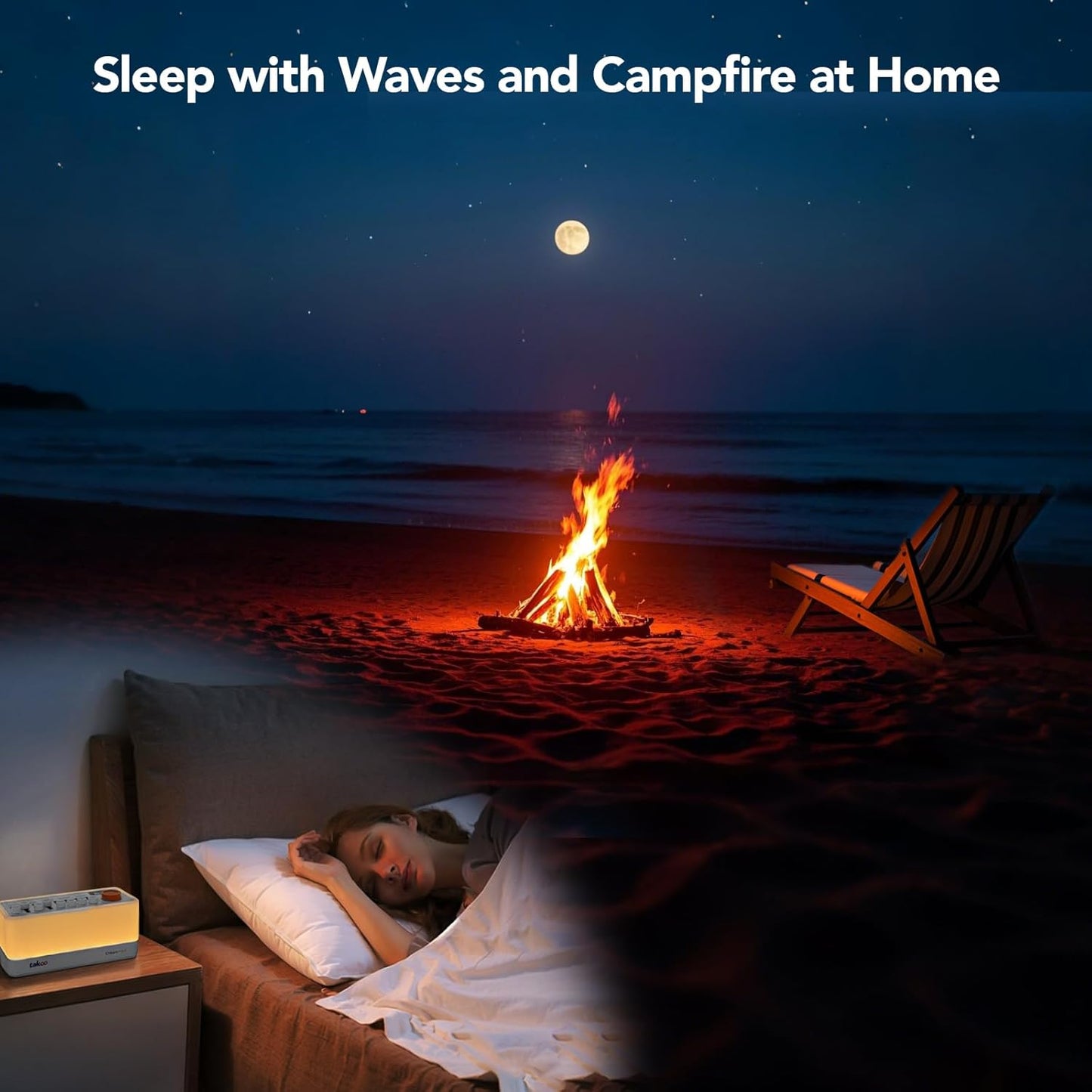 Nube Sonora™ 3-En-1 — El Silencio Que Tu Dormitorio Merece (Ruido Blanco + Luz + Altavoz)